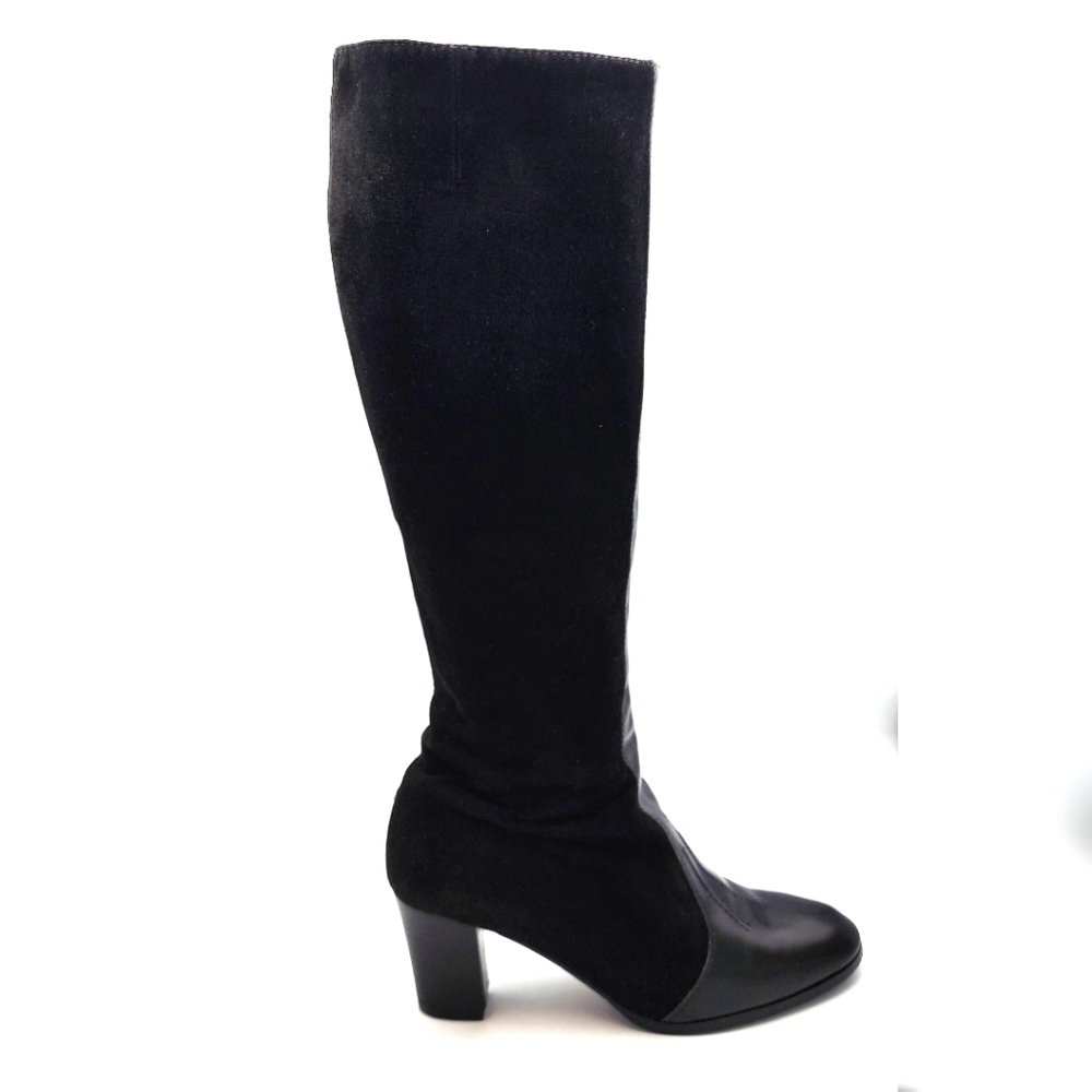 VINTAGE AMALFI BY RANGONI Black Suede & leather Tall Boots, Size 6.5